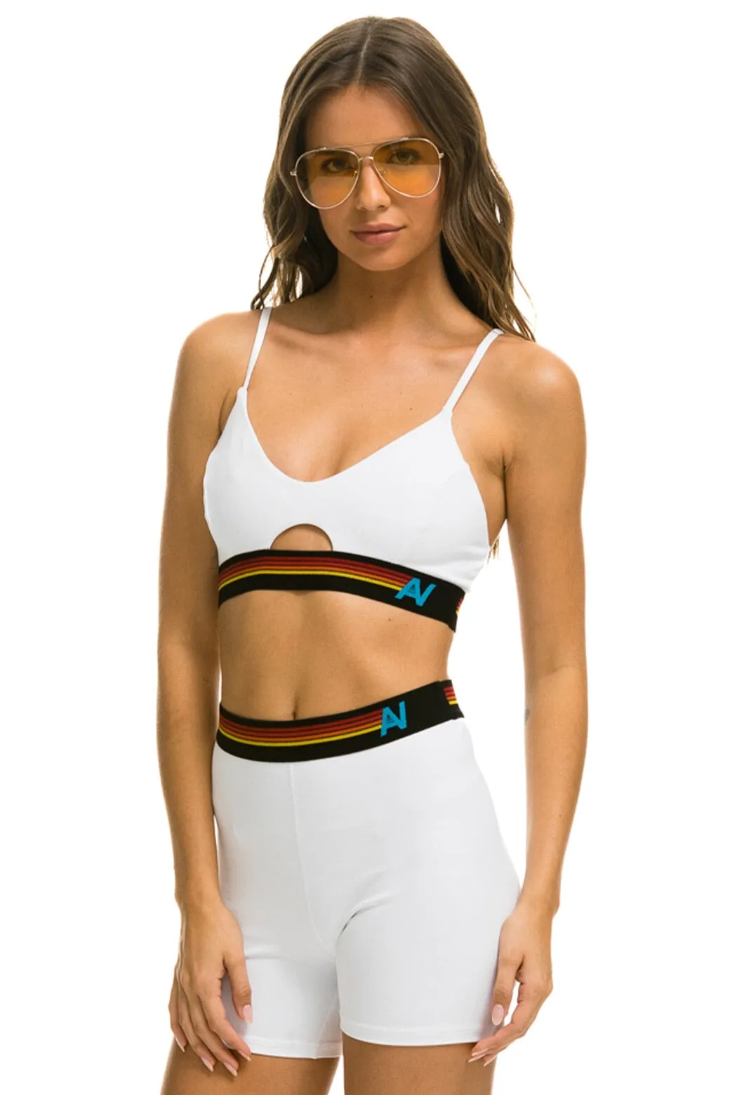 LOGO ELASTIC KEYHOLE BRA - WHITE