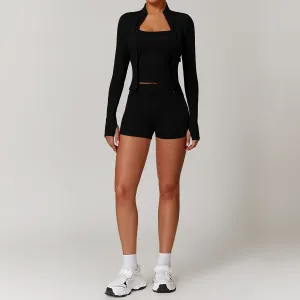Long Sleeve Jacket Shorts Set