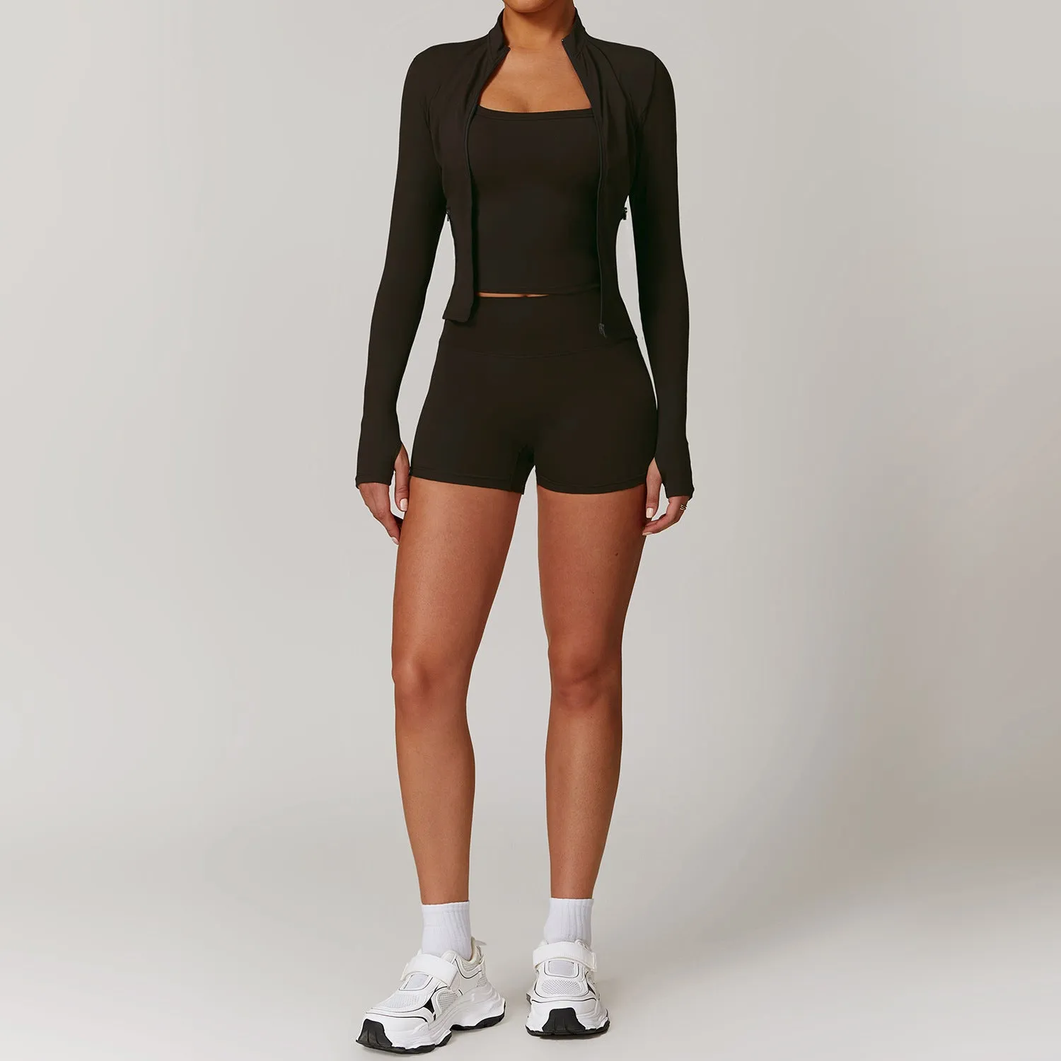 Long Sleeve Jacket Shorts Set