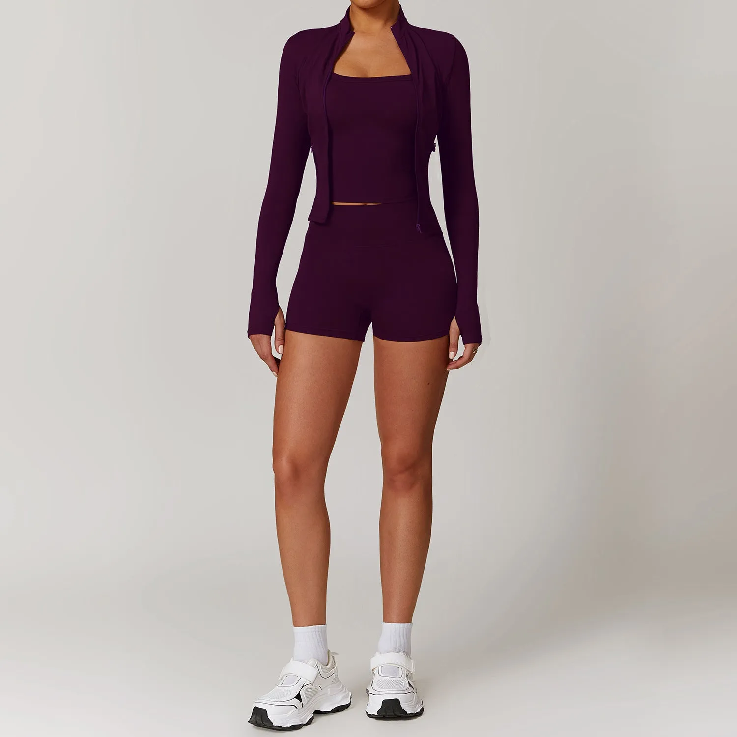 Long Sleeve Jacket Shorts Set