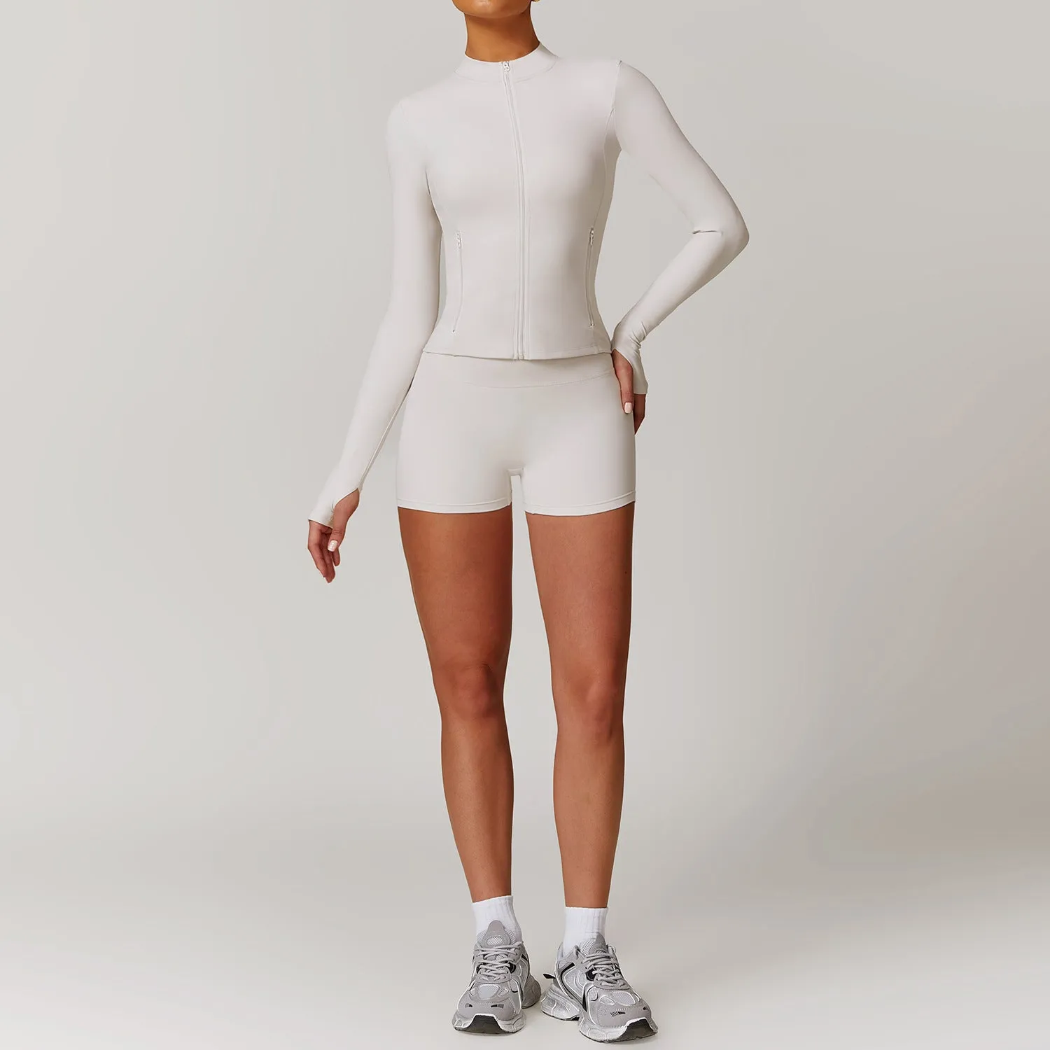 Long Sleeve Jacket Shorts Set