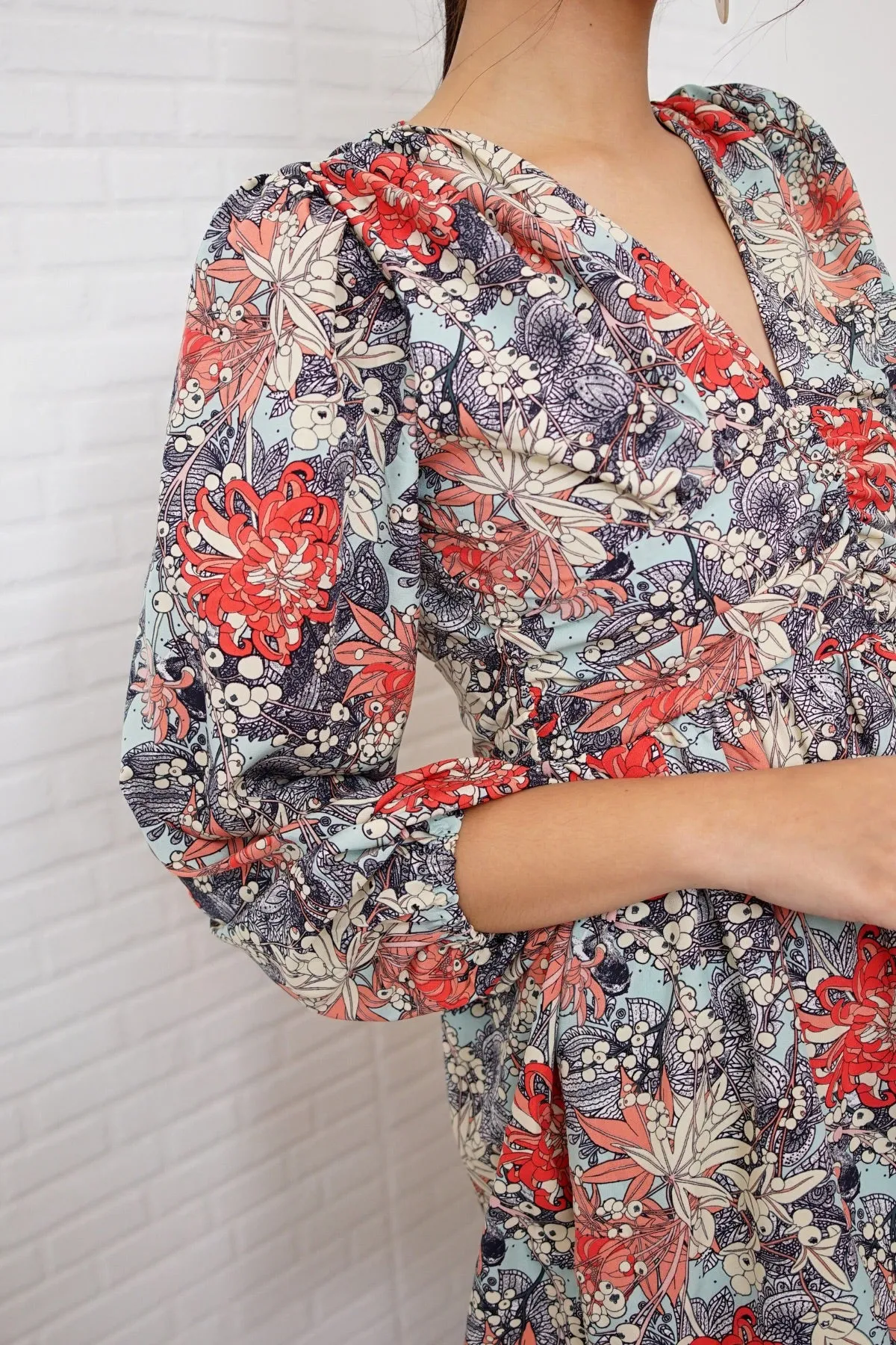 LORELEI Puff-Sleeve V-Neck Romper