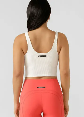 Lorna Jane Elevate Rib Tank Bra Combo - Porcelain