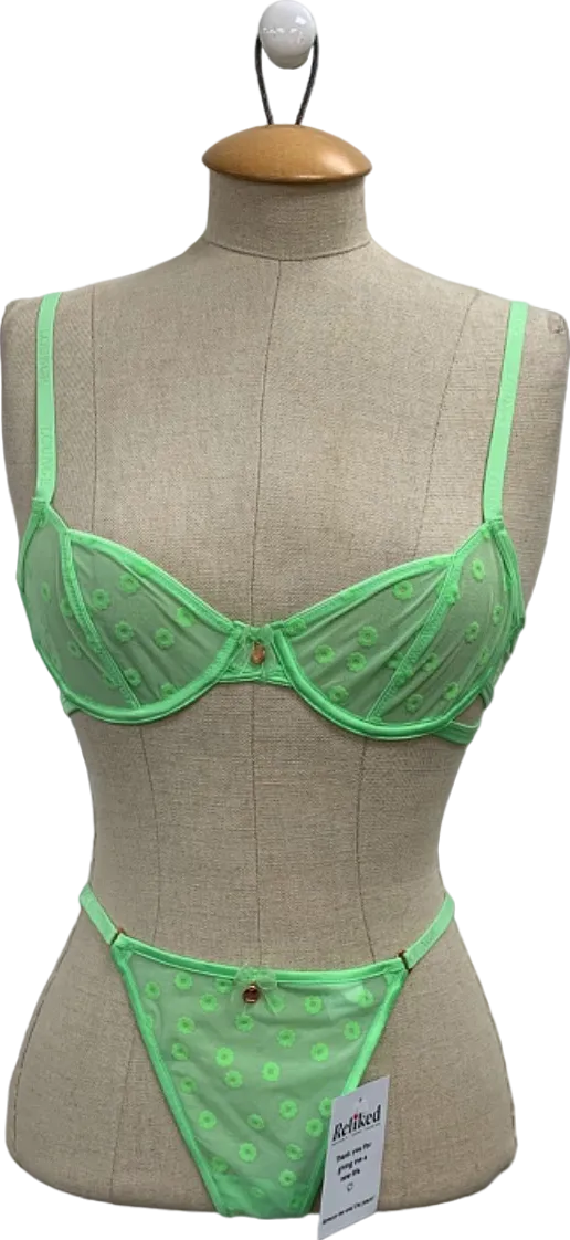 Lounge Green Maisie Bra and Thong Set UK S