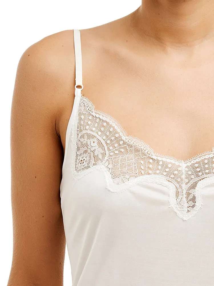 Love & Lustre Silk Jersey Lace Slip - Ivory