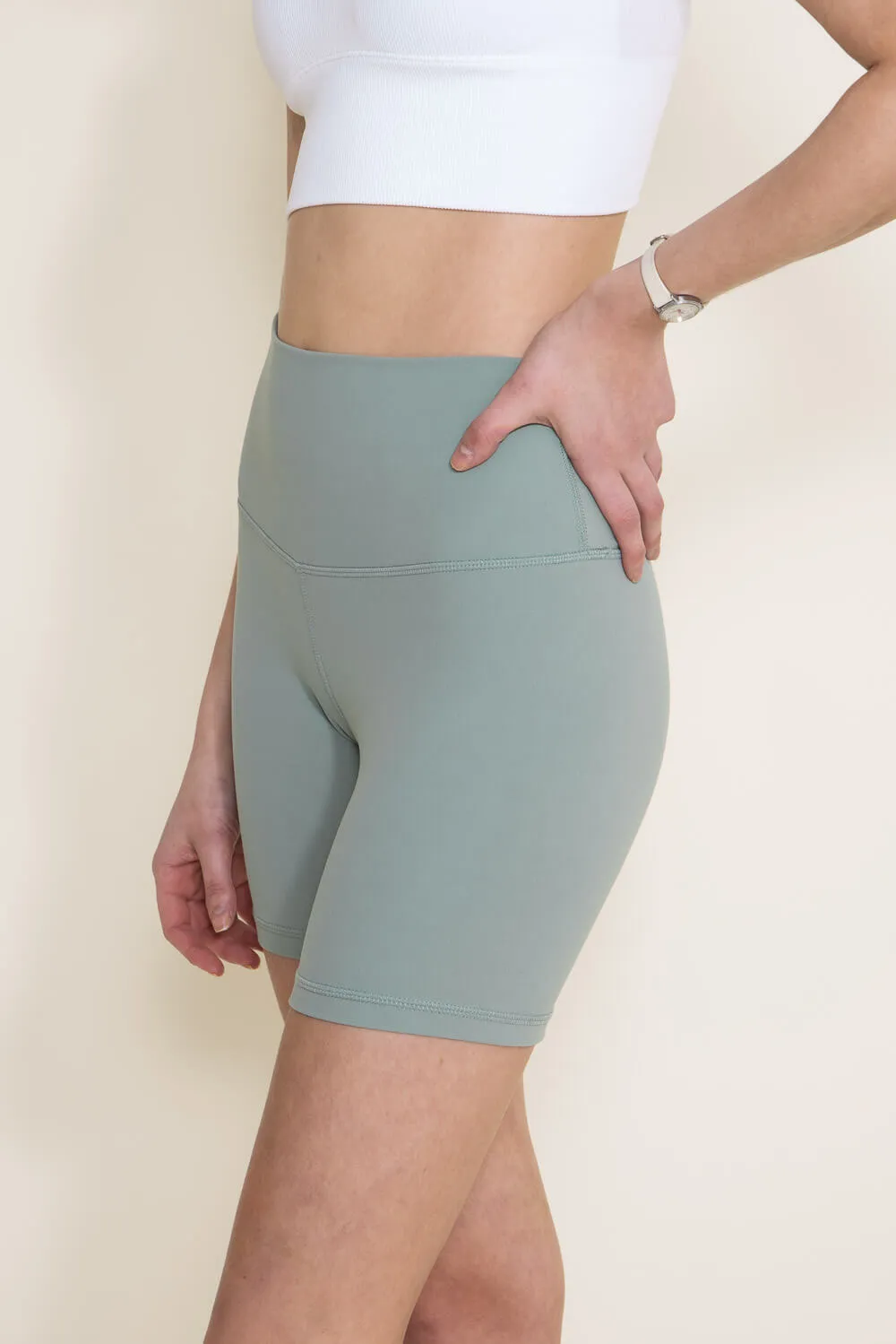 Love Tree Biker Shorts for Women in Green | 6737PH-OLIVE STONE