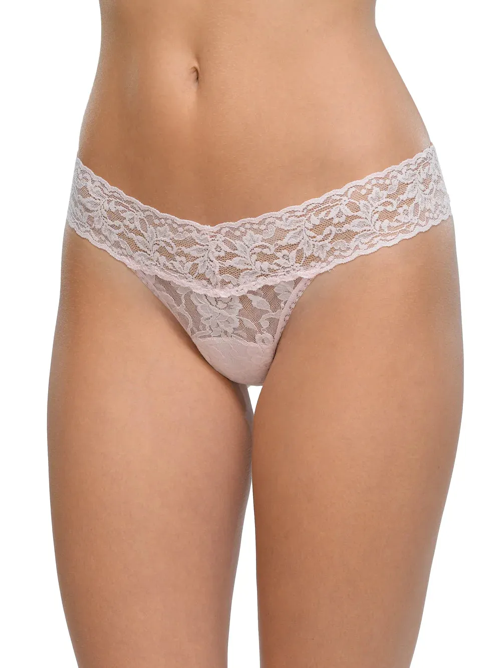 Low Rise Signature Lace Thong In Bliss Pink - Hanky Panky