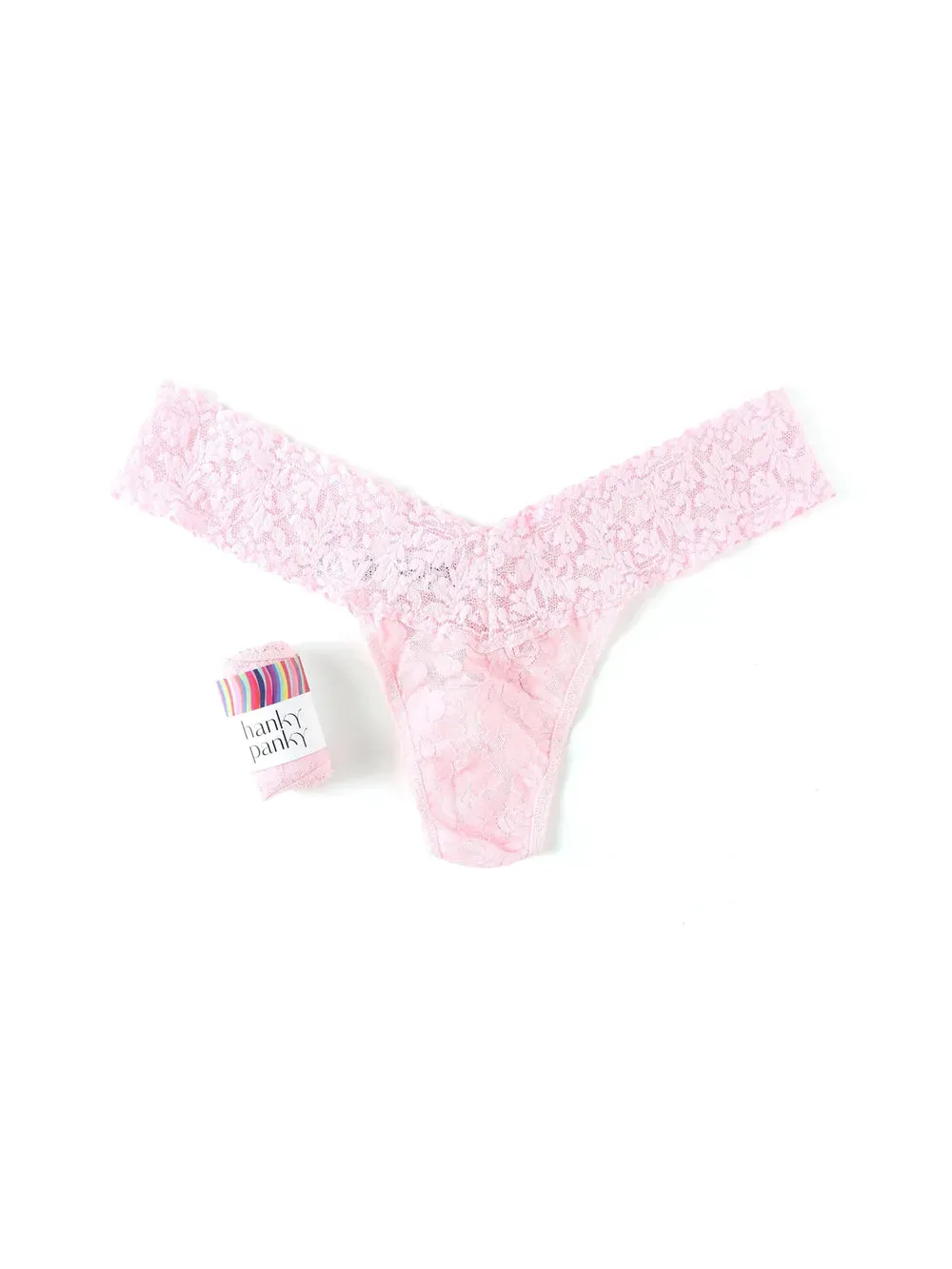 Low Rise Signature Lace Thong In Bliss Pink - Hanky Panky