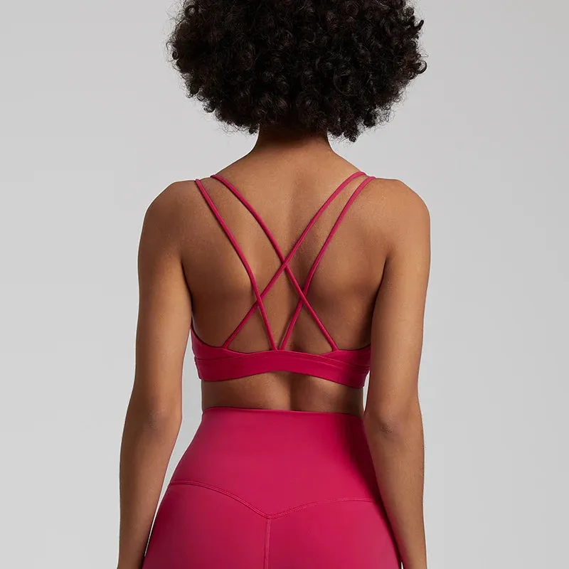 Low Support Criss Cross Back Yoga Sports Bra for Women