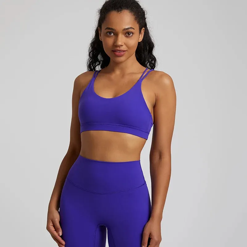Low Support Criss Cross Back Yoga Sports Bra for Women