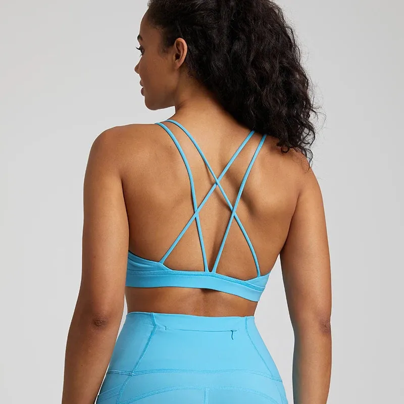 Low Support Criss Cross Back Yoga Sports Bra for Women