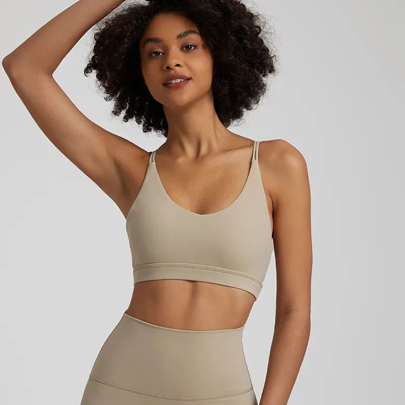 Low Support Criss Cross Back Yoga Sports Bra for Women