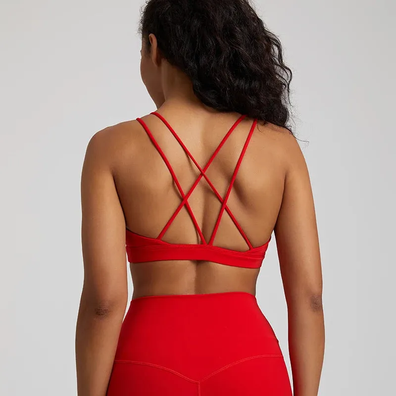 Low Support Criss Cross Back Yoga Sports Bra for Women