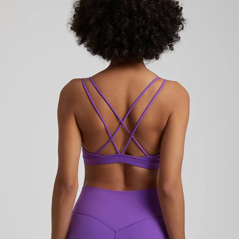 Low Support Criss Cross Back Yoga Sports Bra for Women