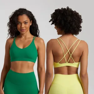 Low Support Criss Cross Back Yoga Sports Bra for Women