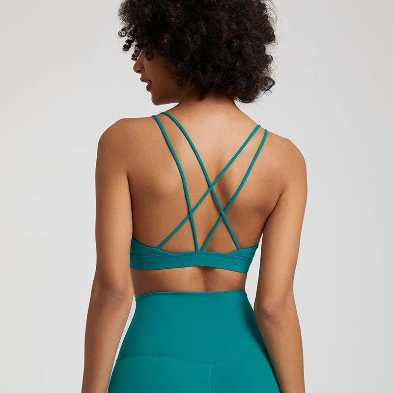 Low Support Criss Cross Back Yoga Sports Bra for Women