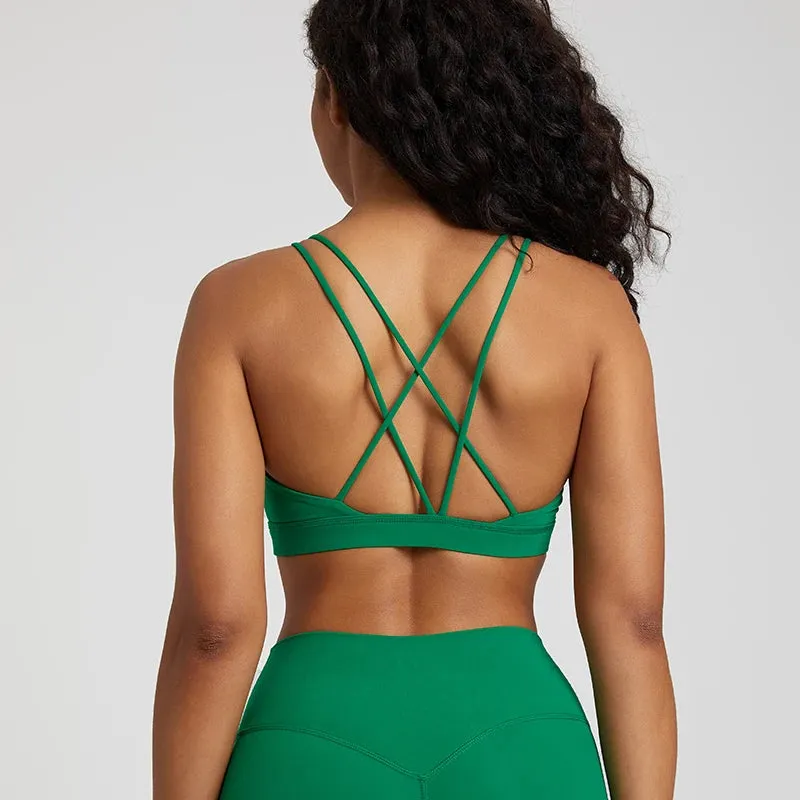 Low Support Criss Cross Back Yoga Sports Bra for Women