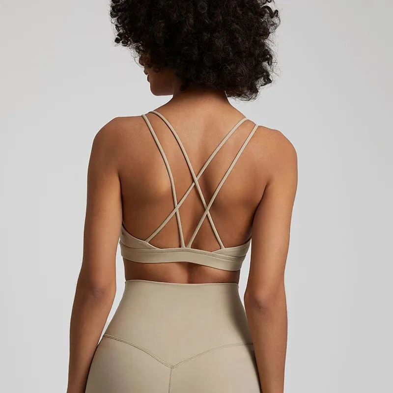 Low Support Criss Cross Back Yoga Sports Bra for Women
