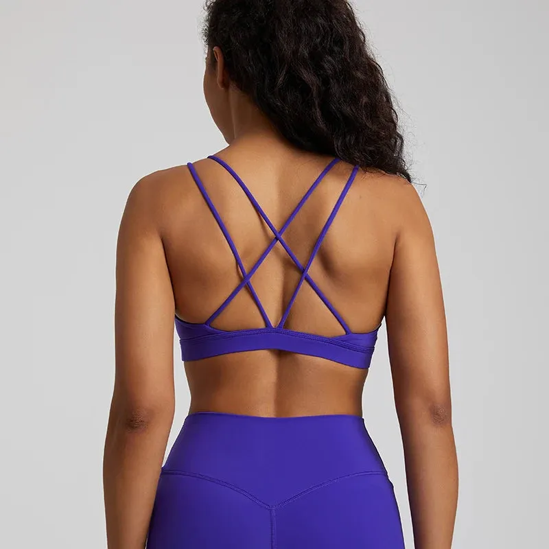 Low Support Criss Cross Back Yoga Sports Bra for Women