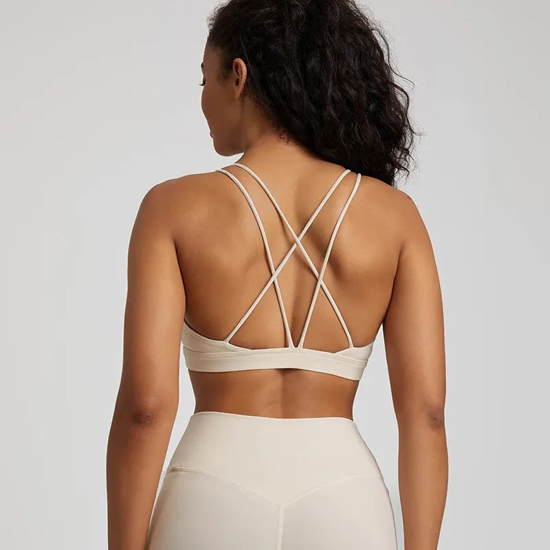 Low Support Criss Cross Back Yoga Sports Bra for Women
