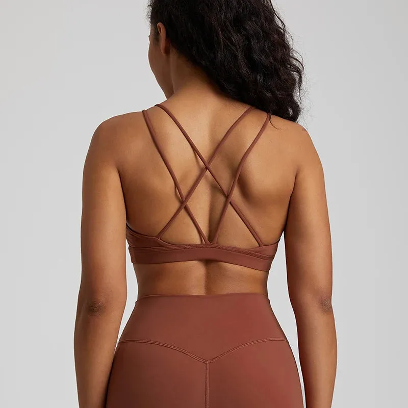 Low Support Criss Cross Back Yoga Sports Bra for Women