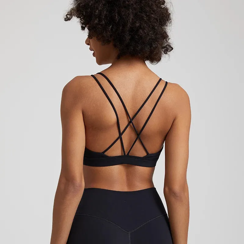Low Support Criss Cross Back Yoga Sports Bra for Women