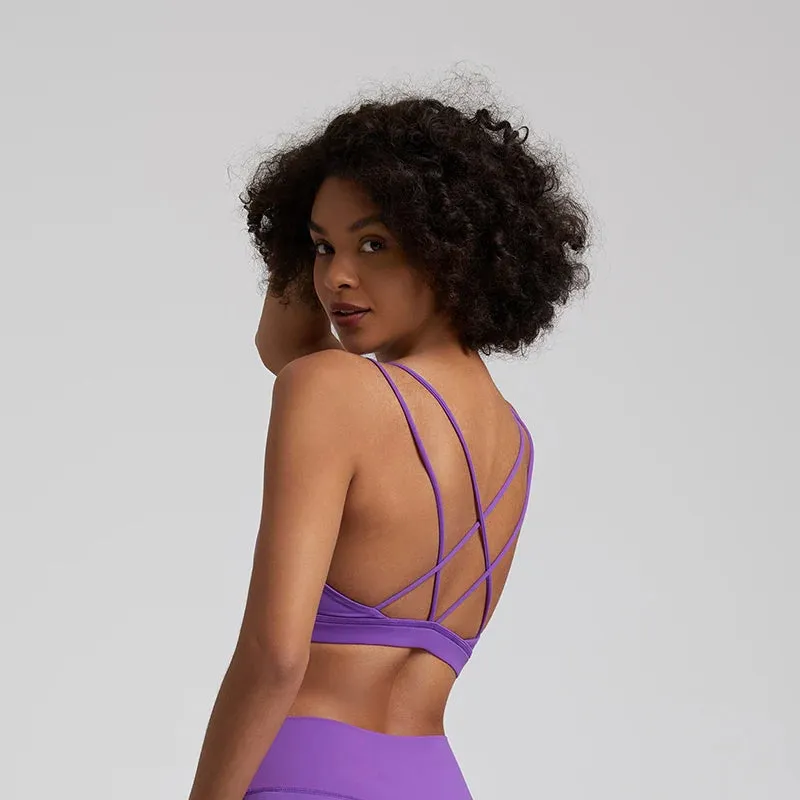Low Support Criss Cross Back Yoga Sports Bra for Women