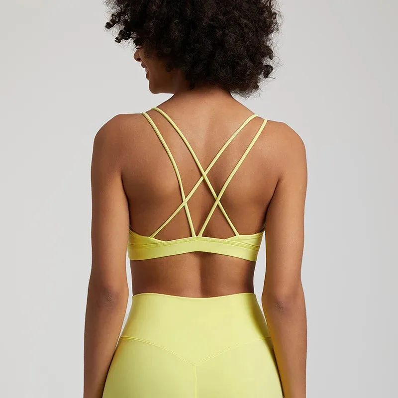 Low Support Criss Cross Back Yoga Sports Bra for Women