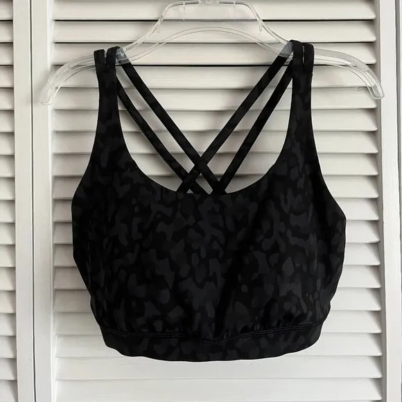 Lululemon Energy Bra black &amp; grey camo size 10 rare