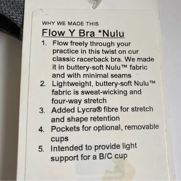 Lululemon Flow Y nulu sports bra Mini Heathered Herringbone Black white gray