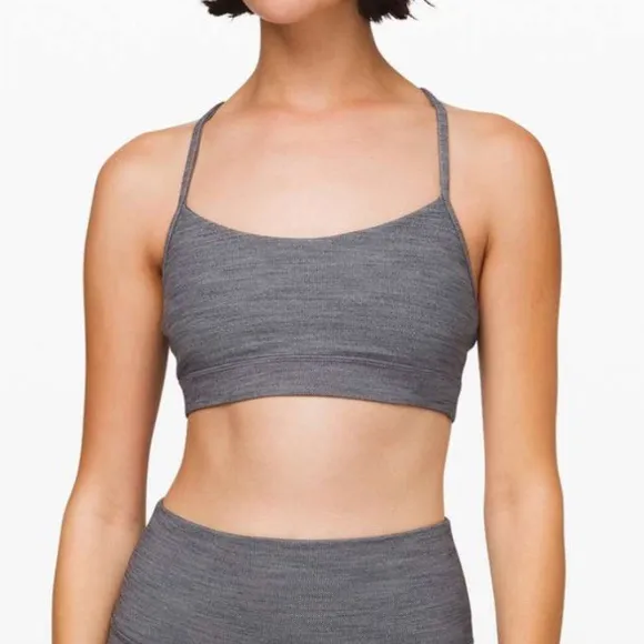 Lululemon Flow Y nulu sports bra Mini Heathered Herringbone Black white gray