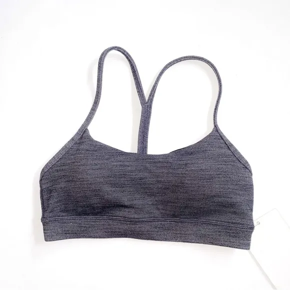 Lululemon Flow Y nulu sports bra Mini Heathered Herringbone Black white gray