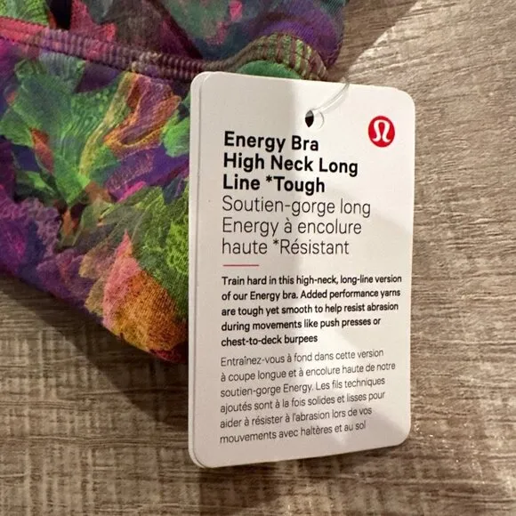 LULULEMON WOMENS ENERGY BRA MULTI COLOR SIZE 4 HIGH NECK NEW