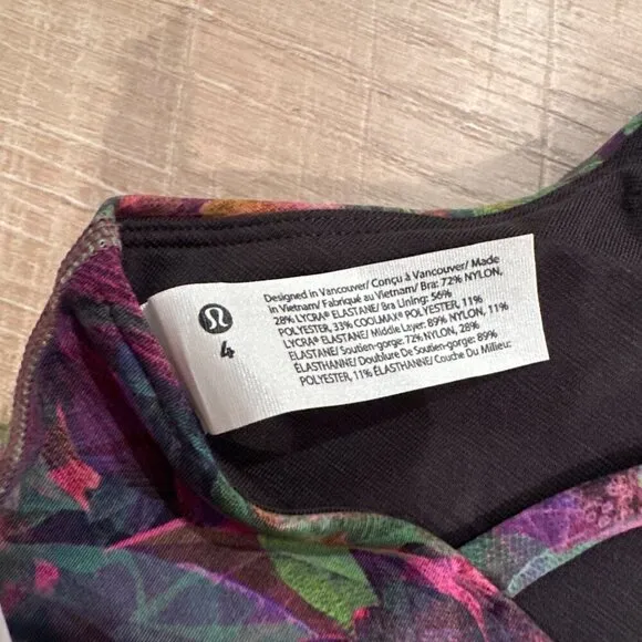 LULULEMON WOMENS ENERGY BRA MULTI COLOR SIZE 4 HIGH NECK NEW