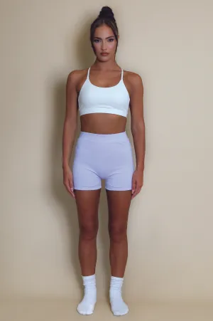 Luxe High Waisted Cycling Shorts in Lilac