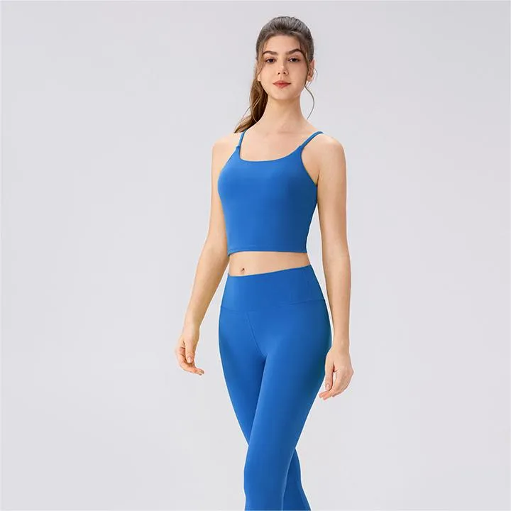 Lycra High Elastic Nude Feel High Waist Two Pieces Set