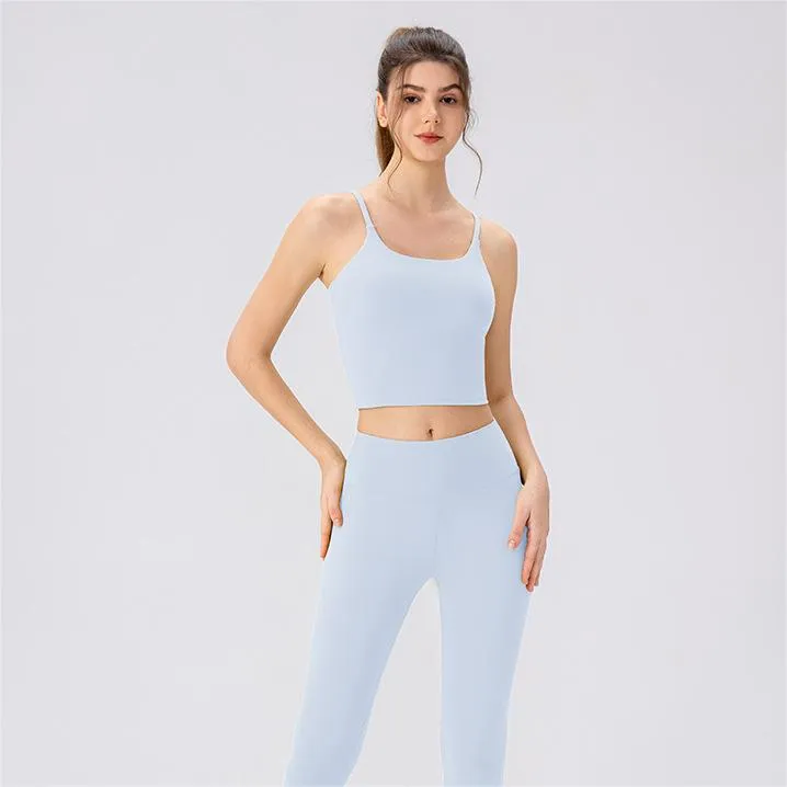 Lycra High Elastic Nude Feel High Waist Two Pieces Set