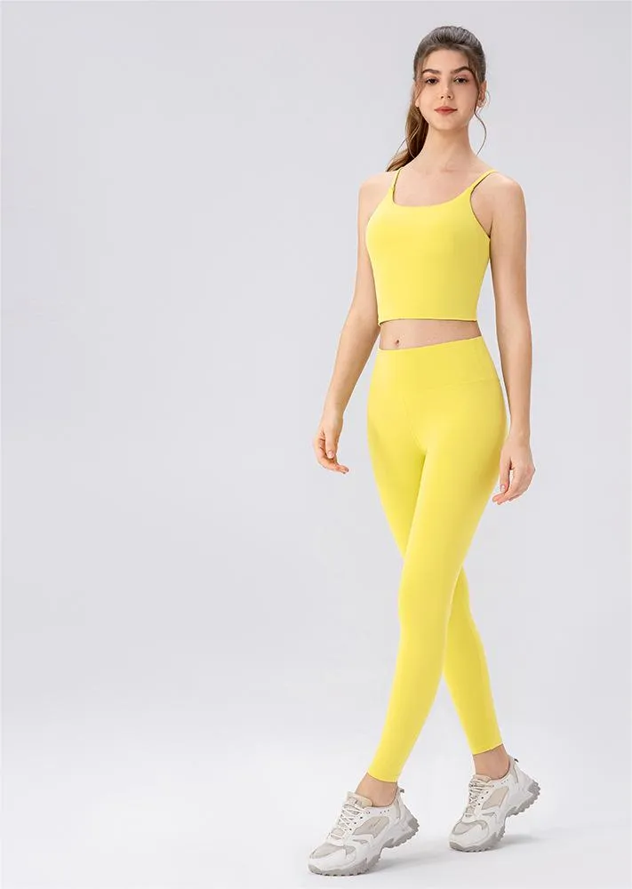 Lycra High Elastic Nude Feel High Waist Two Pieces Set