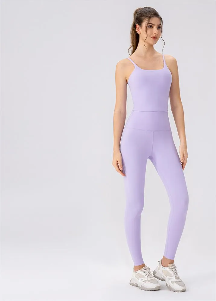 Lycra High Elastic Nude Feel High Waist Two Pieces Set