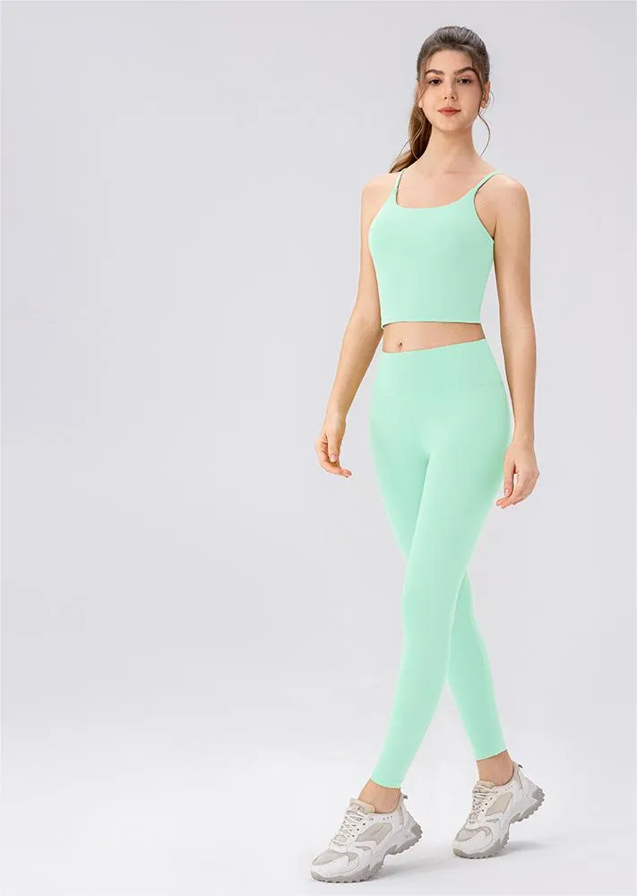 Lycra High Elastic Nude Feel High Waist Two Pieces Set