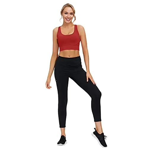 Lykoxa Women Sports Bra, High Impact Criss Cross Back Sexy Sports Bras for Workout Gym Activewear Red