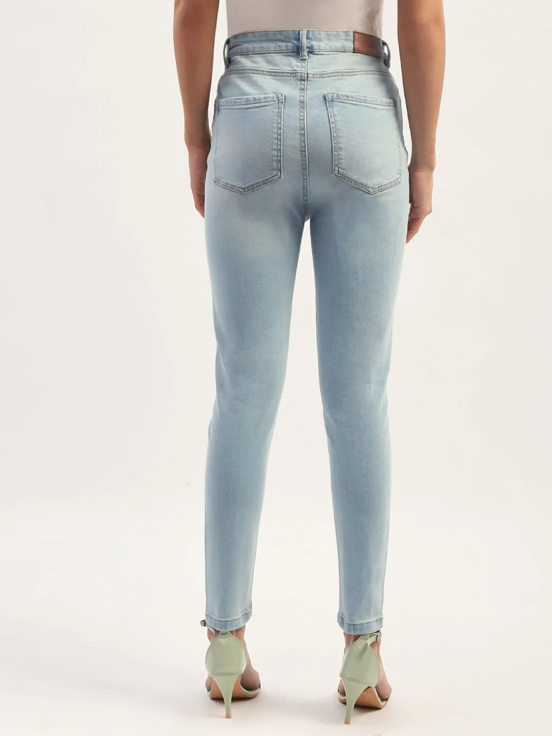 Madame Skinny Fit Raw Hem Cotton Ice Blue Denim