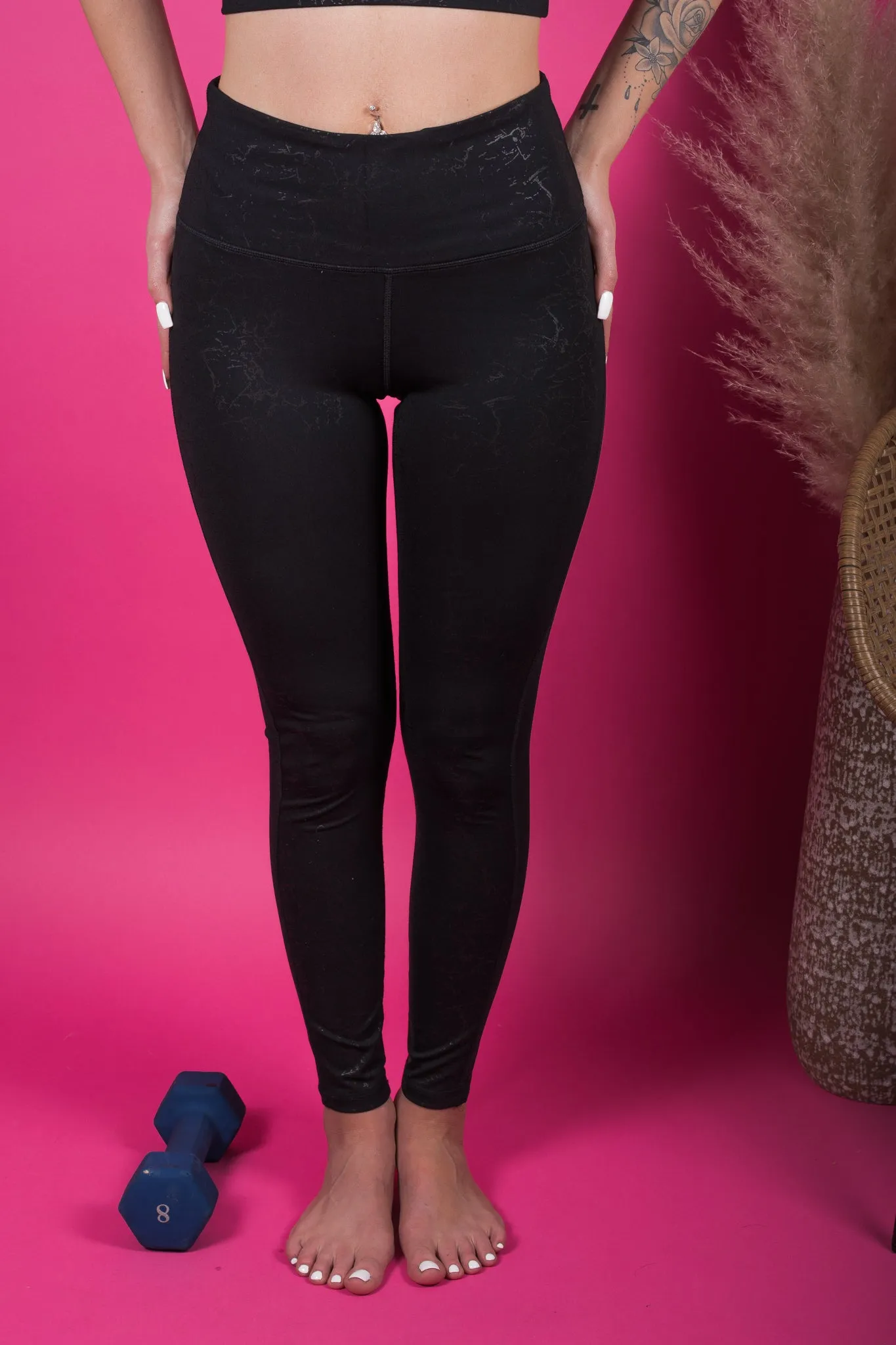 Main Focus Marble Foil Print High Waisted Leggings