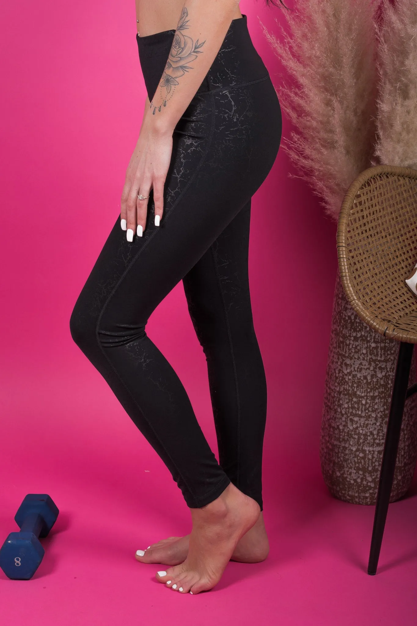 Main Focus Marble Foil Print High Waisted Leggings
