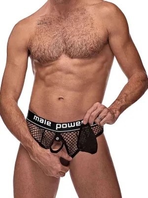 Male Power Cock Pit Net Cock Ring Thong - L/XL - Black