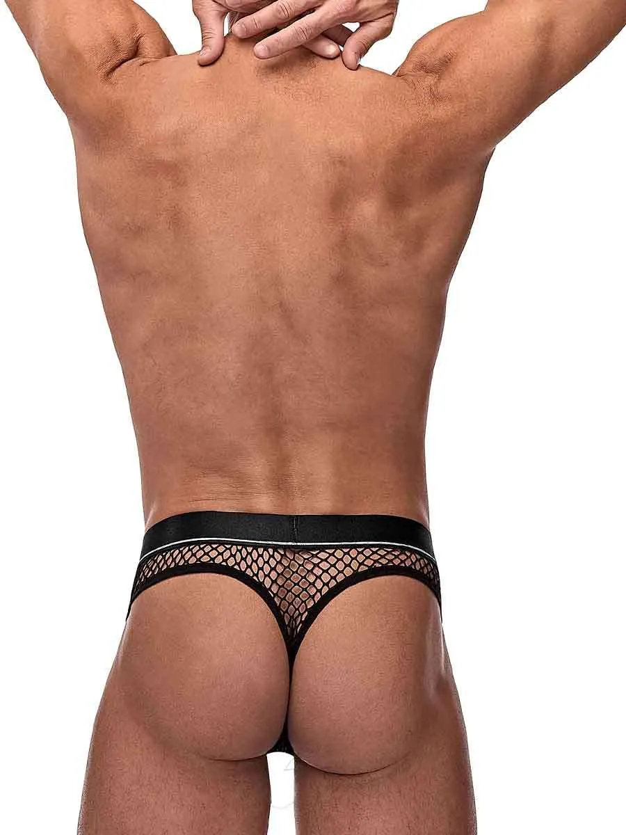 Male Power Cock Pit Net Cock Ring Thong - L/XL - Black