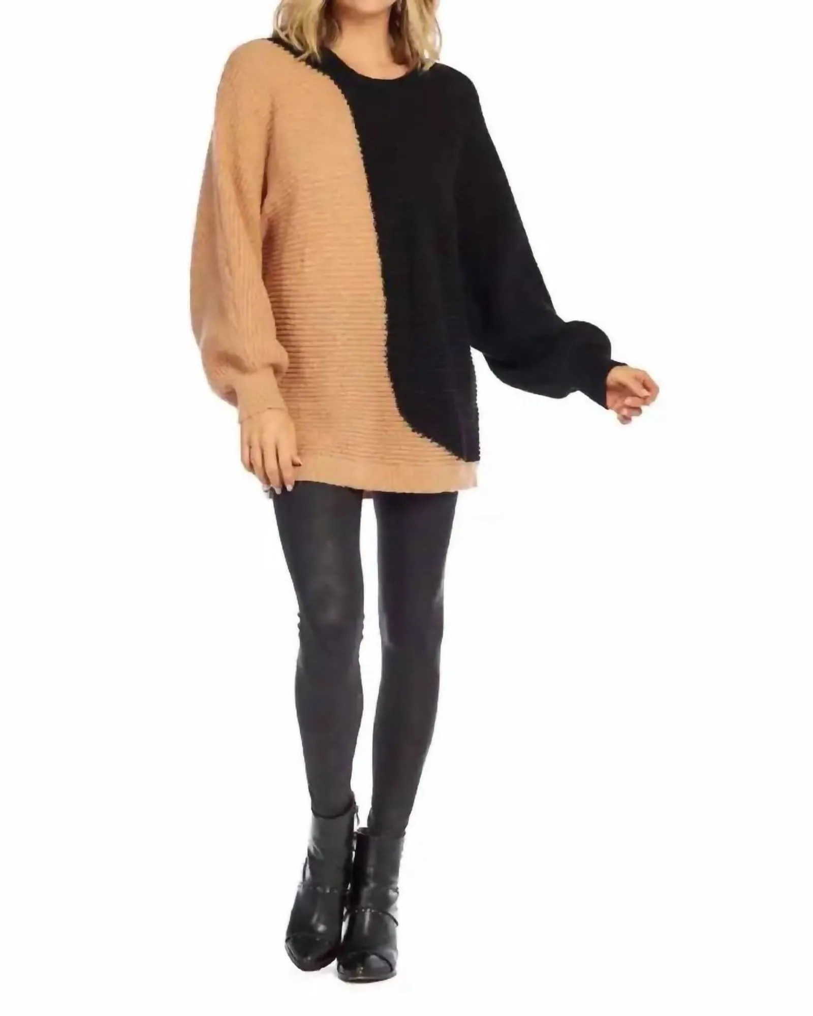Maple Oversized Sweater in Black/Tan | Black/Tan
