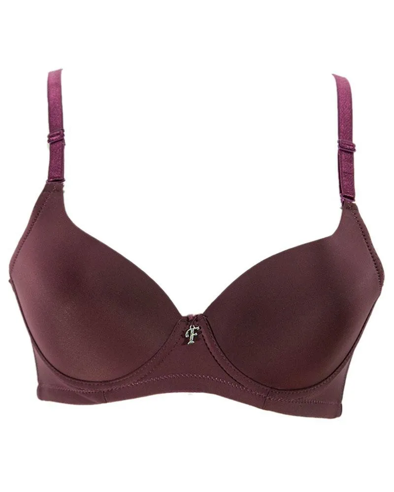 Maroon Pushup Flourish Bra - Single Padded Underwired Bra - FL997