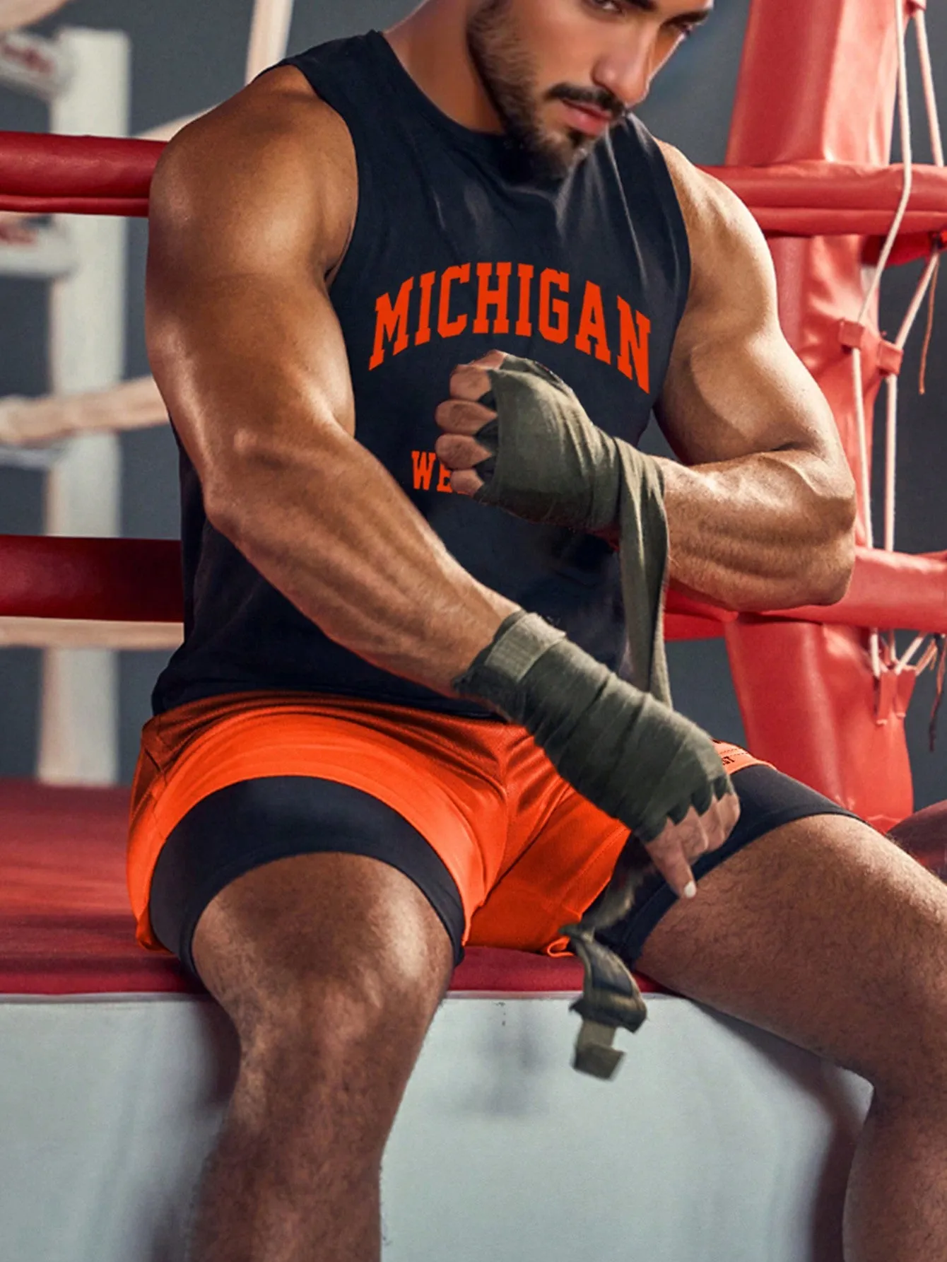 Men Letter Graphic Sports Set