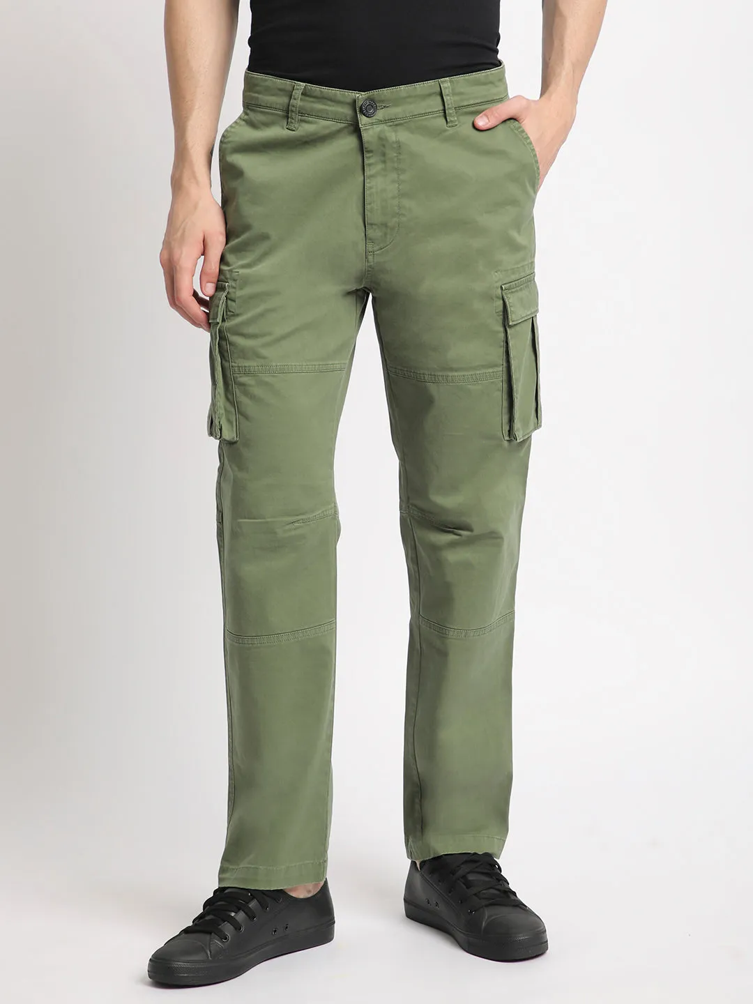 Men Relaxed Mild Green Trousers